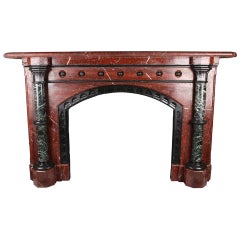 A Large Antique Regency Fireplace Mantle in Solid Rouge Griotte Marble