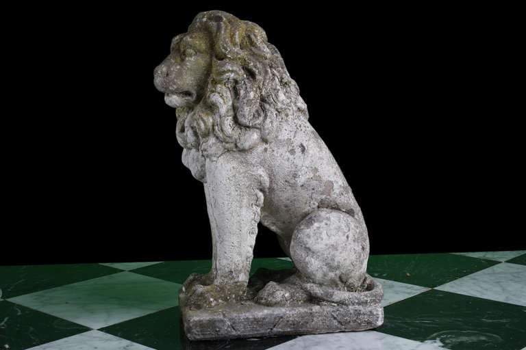 Handcrafted Antique Victorian Stone Lion Statues 1