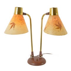 Mid-Century Natural Table Lamp with Maple Leaf Shades, circa 1965