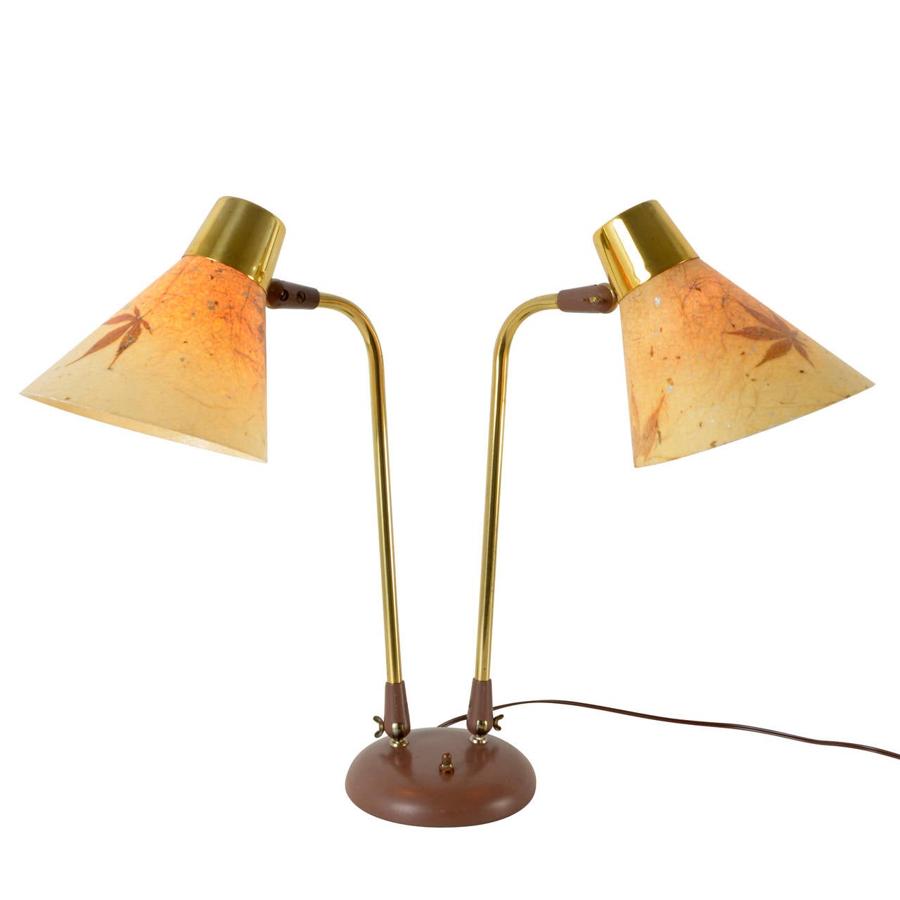 Mid-Century Natural Table Lamp with Maple Leaf Shades, circa 1965