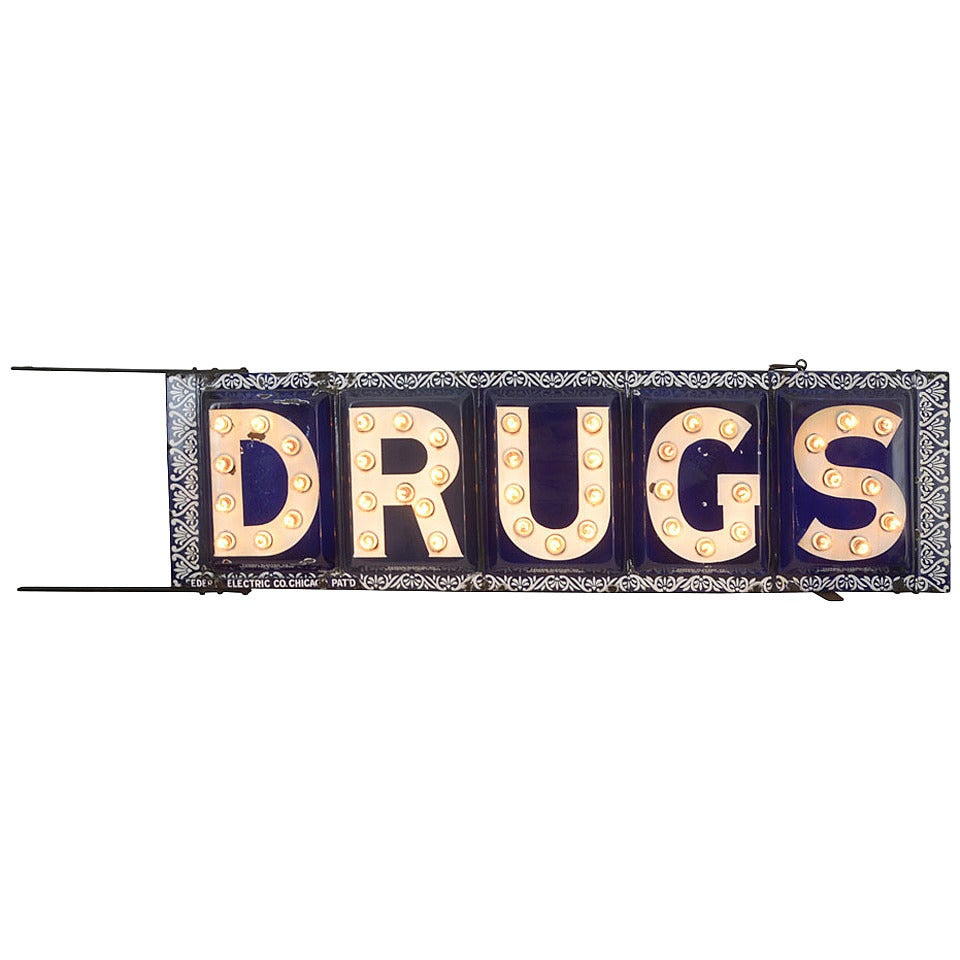 Incredibly Rare Double-Sided Federal Electric Company Drugs Sign, circa 1903