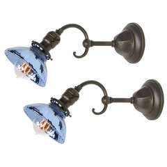 Pair of Hexagonal Sconces with Mercury Shade