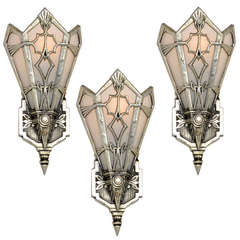 Set di 3 lampade o tasche da parete High Style Deco in alluminio, USA