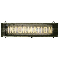 Used Streamlined Super Cool Backlit Information Sign, circa 1940