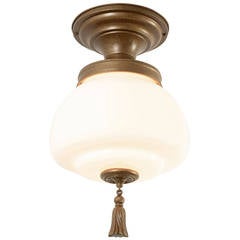 Semi-Flush Schoolhouse Fixture with Classical Details, circa 1920