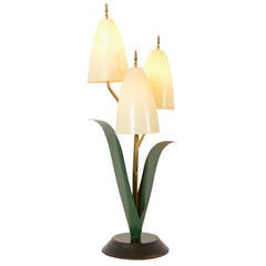 Mid-Century Tulip Table Lamp with Fiberglass Shades, circa 1965