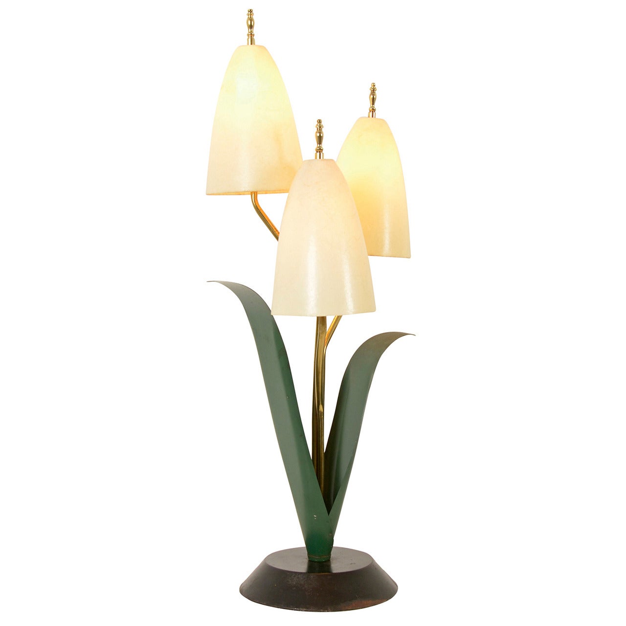 Mid-Century Tulip Table Lamp with Fiberglass Shades, circa 1965