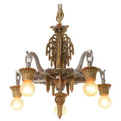 Beautiful Five-Light Drop Chandelier by Riddle, circa 1931