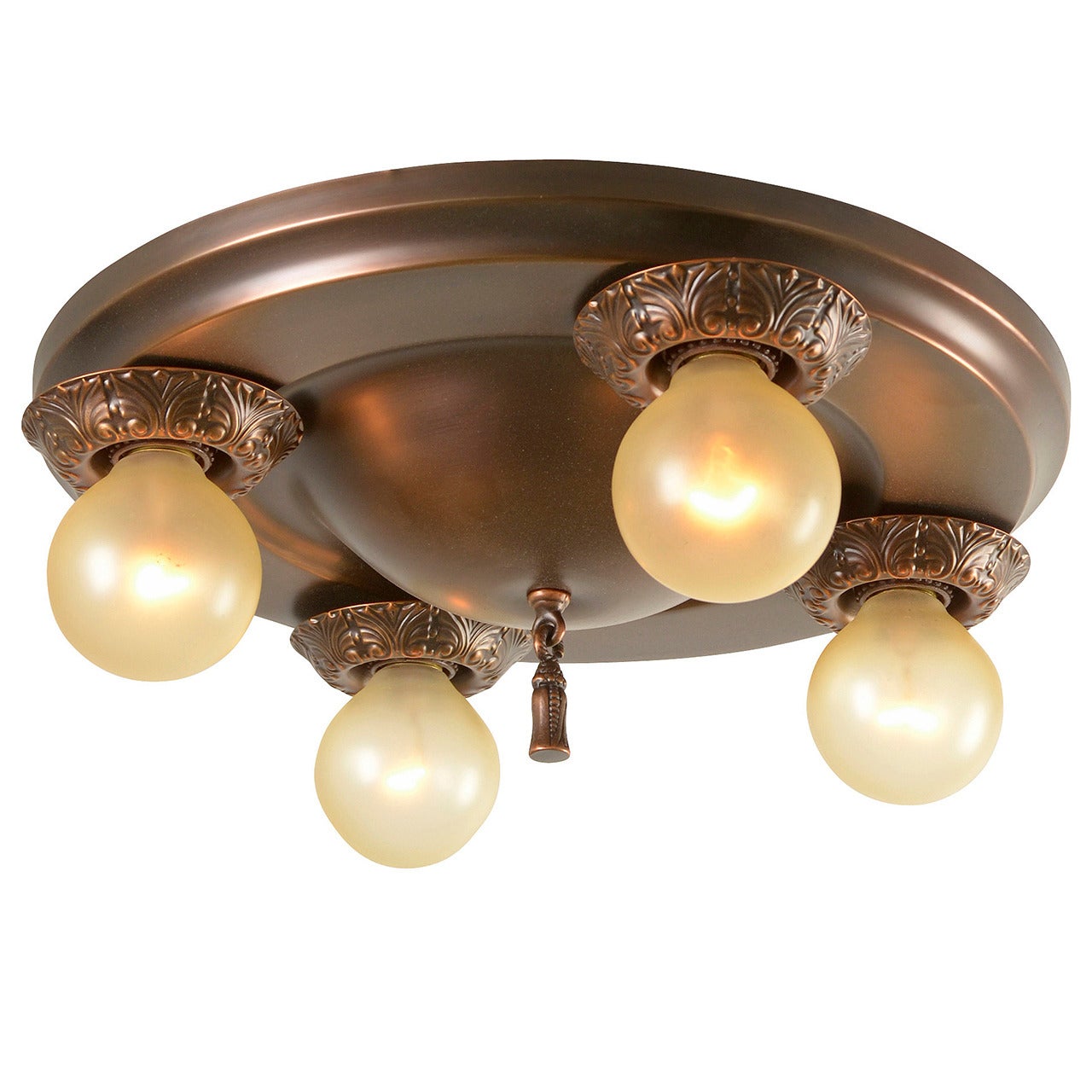 Simple Four-Light Flush Pan Fixture, circa 1920