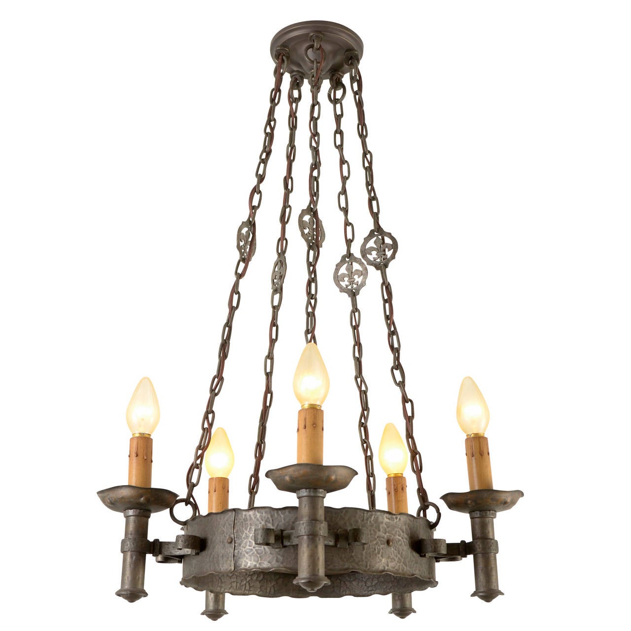 Wrought Romance Revival Chandelier, circa 1925
