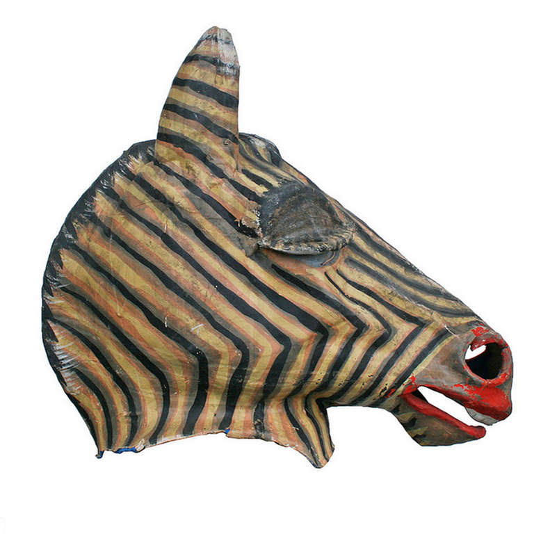 Folk Art Vintage Zebra Amusement Park Mask circa 1930s