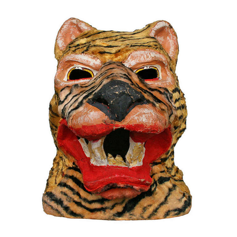 Lions and tigers and bears, oh my! This piece of amusement park history comes to us as part of a collection of 20 carnival mascot heads. Hand crafted from paper mache, faux fur and imagination, this Tiger is also comprised of nearly a century of