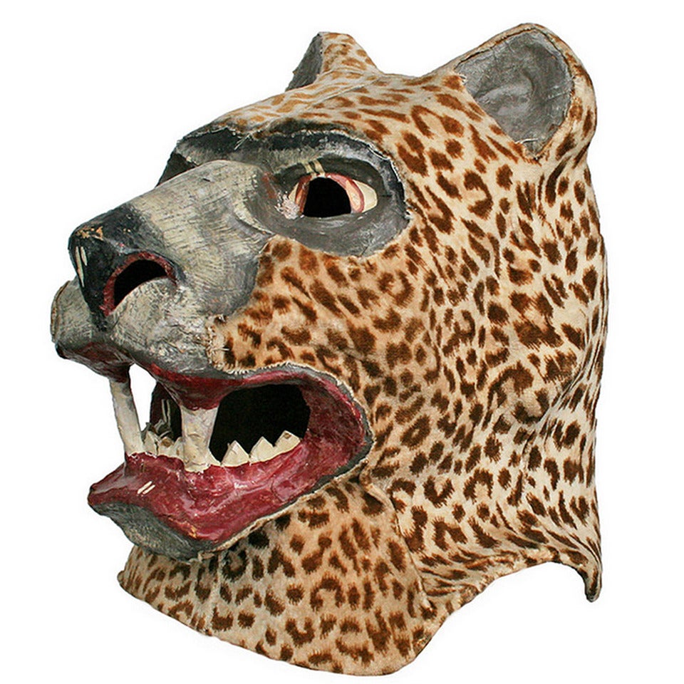 Vintage Leopard Amusement Park Mask circa 1930s
