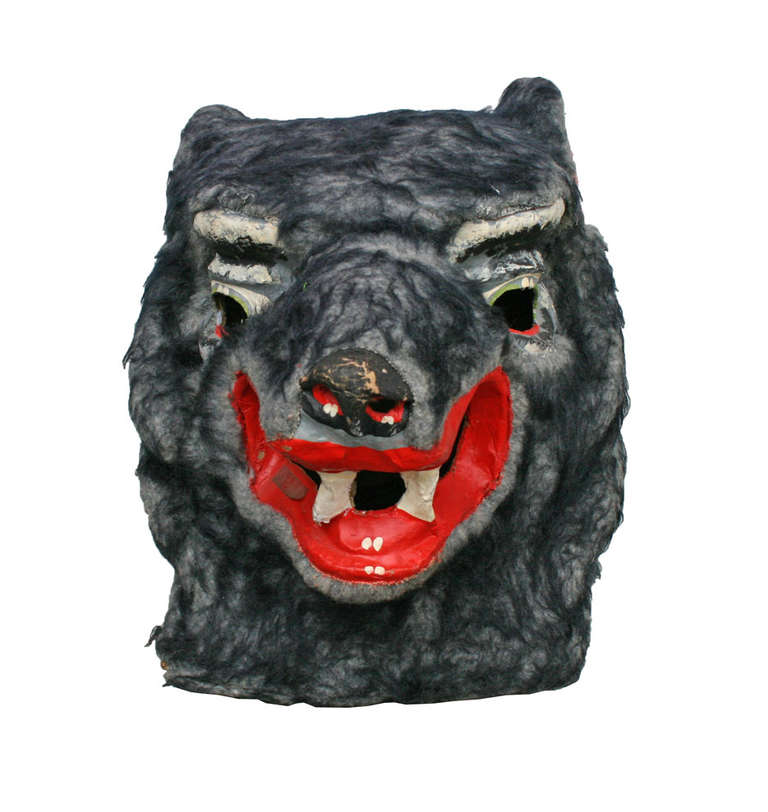 Lions and tigers and bears, oh my! This piece of playful history comes to us as part of a collection of 20 carnival mascot heads. Handcrafted from papier mâché, faux fur and imagination, this wolf is also comprised of nearly a century of children's
