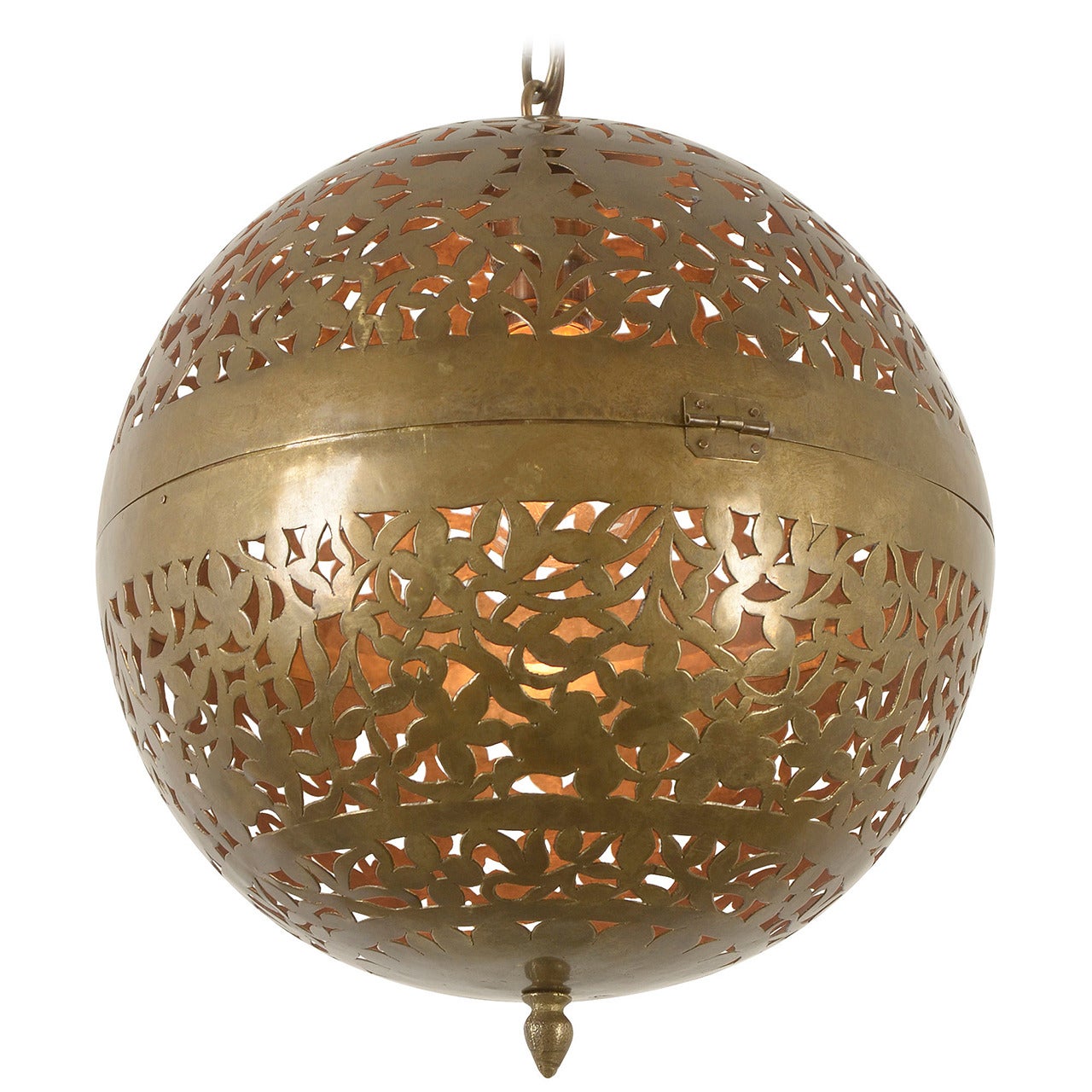 Pierced Brass Moroccan Globe Pendant, circa 1965