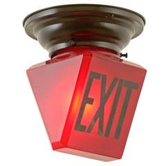 Flush Ring with Crisp Red "Exit" Shade, circa 1935