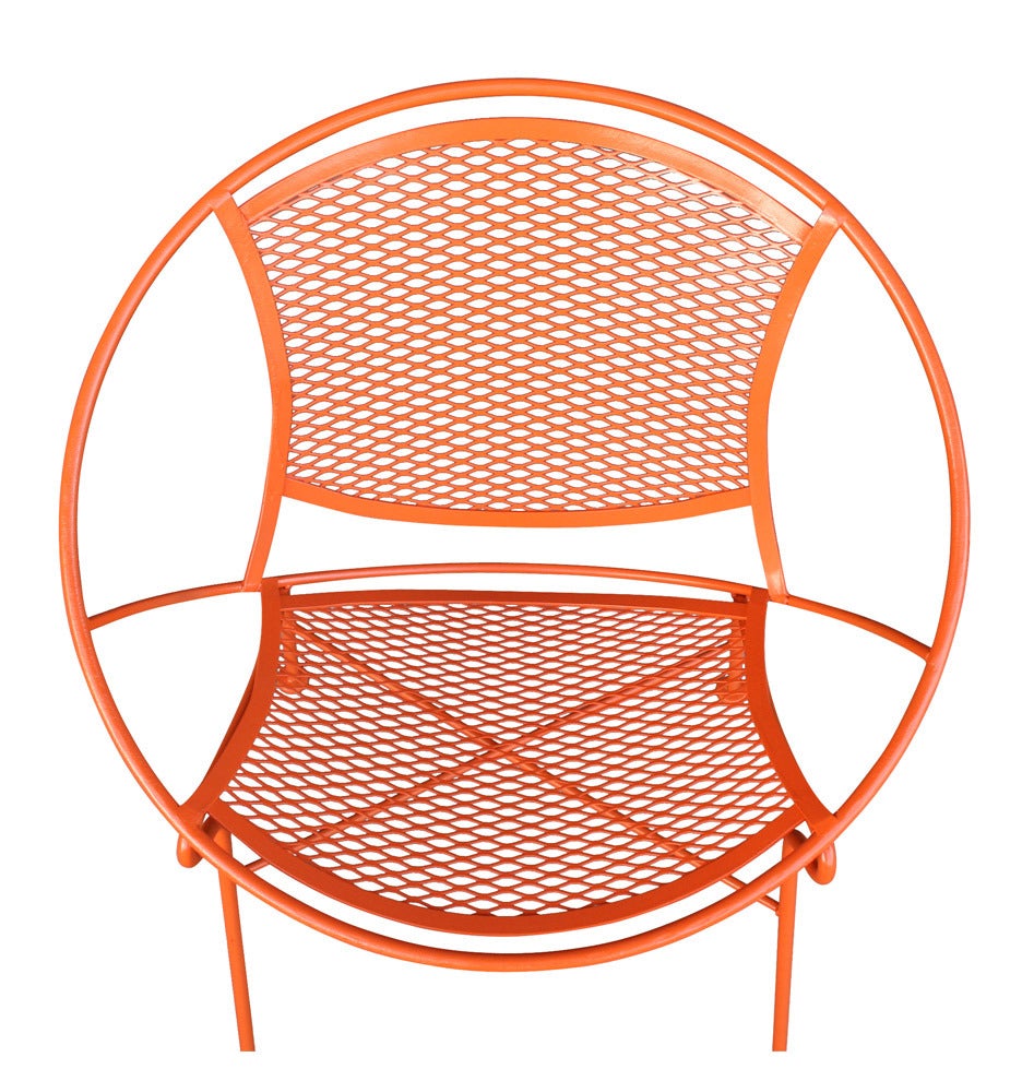 Mid-Century Modern Set of Four Orange Salterini Hoop Chairs, circa 1955