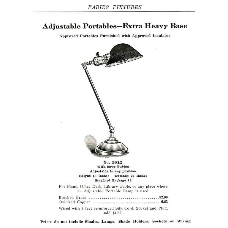 American Faries 1012 Industrial Adjustable Desk Lamp with Parabolic Shade, circa 1920
