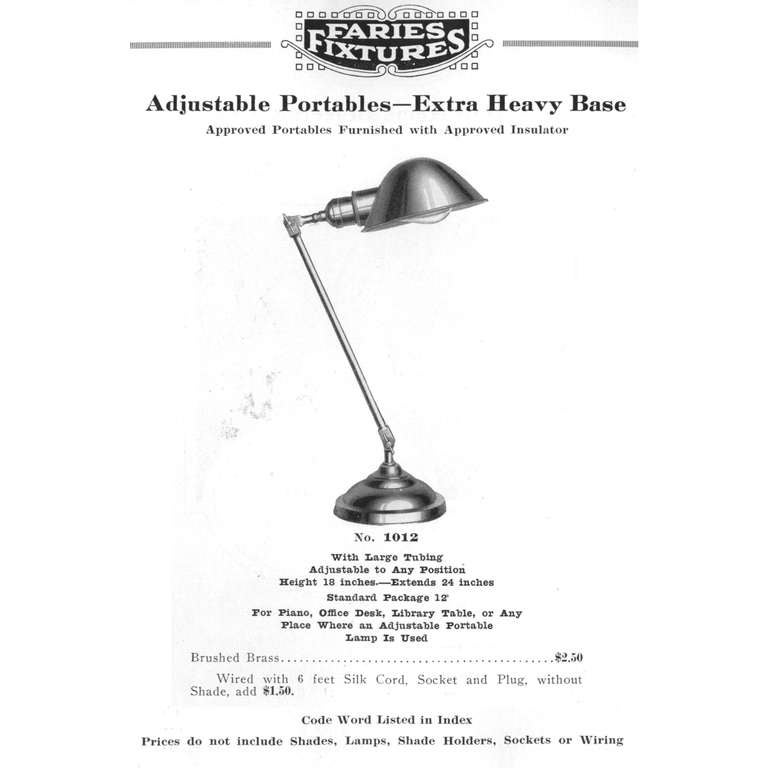 American Faries 1012 Industrial Adjustable Desk Lamp with Opal Cone Shade, circa 1915
