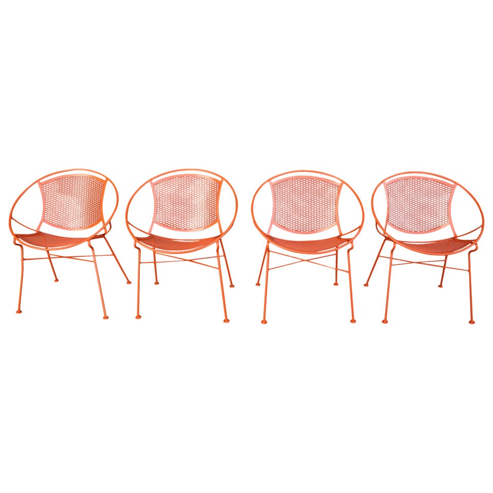 Set of Four Orange Salterini Hoop Chairs, circa 1955