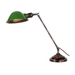 Antique Faries 1012 Industrial Adjustable Desk Lamp with Parabolic Shade, circa 1920