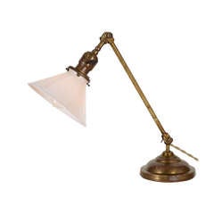 Antique Faries 1012 Industrial Adjustable Desk Lamp with Opal Cone Shade, circa 1915