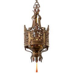 Antique Ornate Heraldic Wrought Fixture with Knight Motif, circa 1925