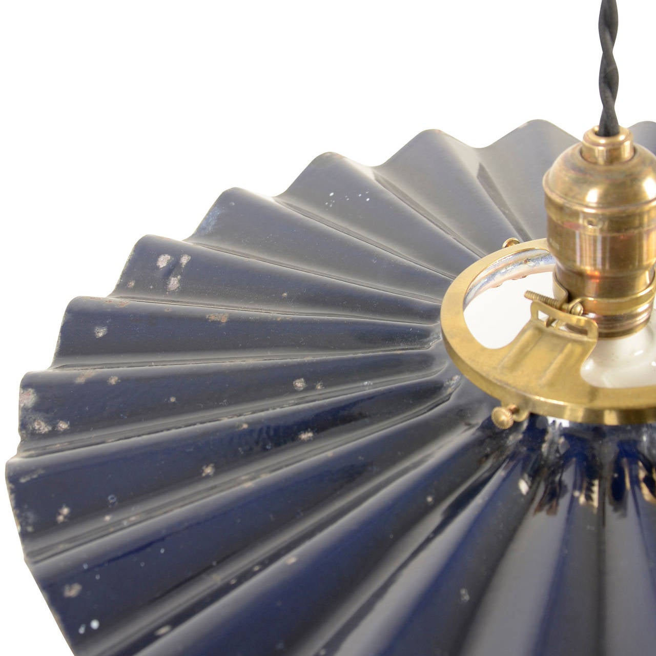 American Two-Light Benjamin Cluster Pendant with Cobalt Crimped Reflector, circa 1930