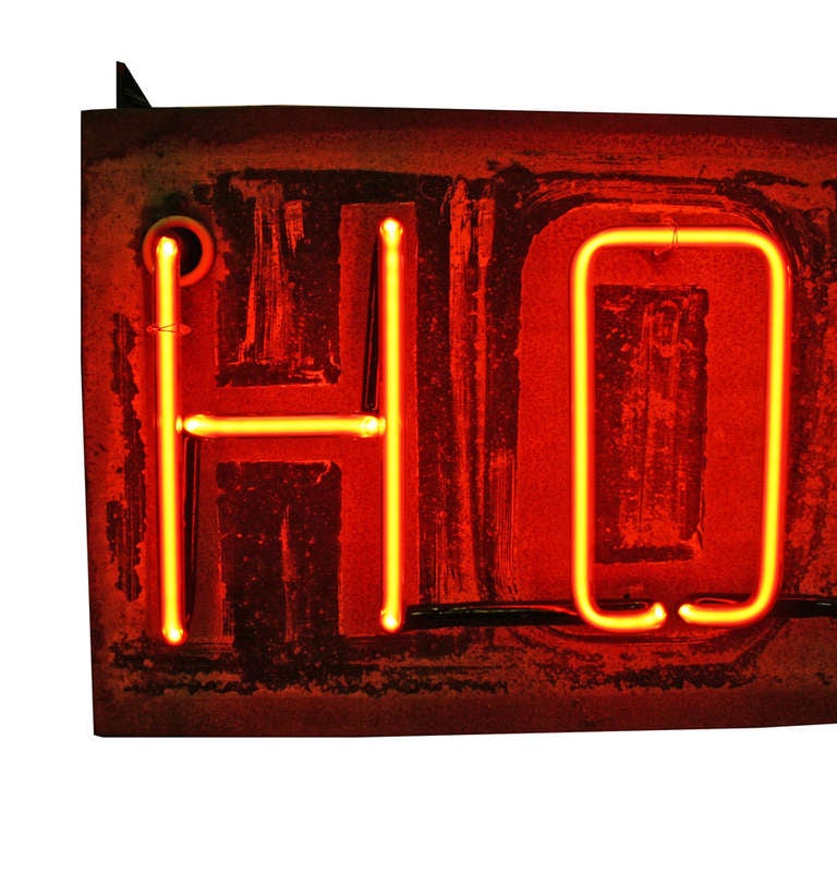 Mid-Century Modern Double-Sided Red Neon Hotel Sign C1940