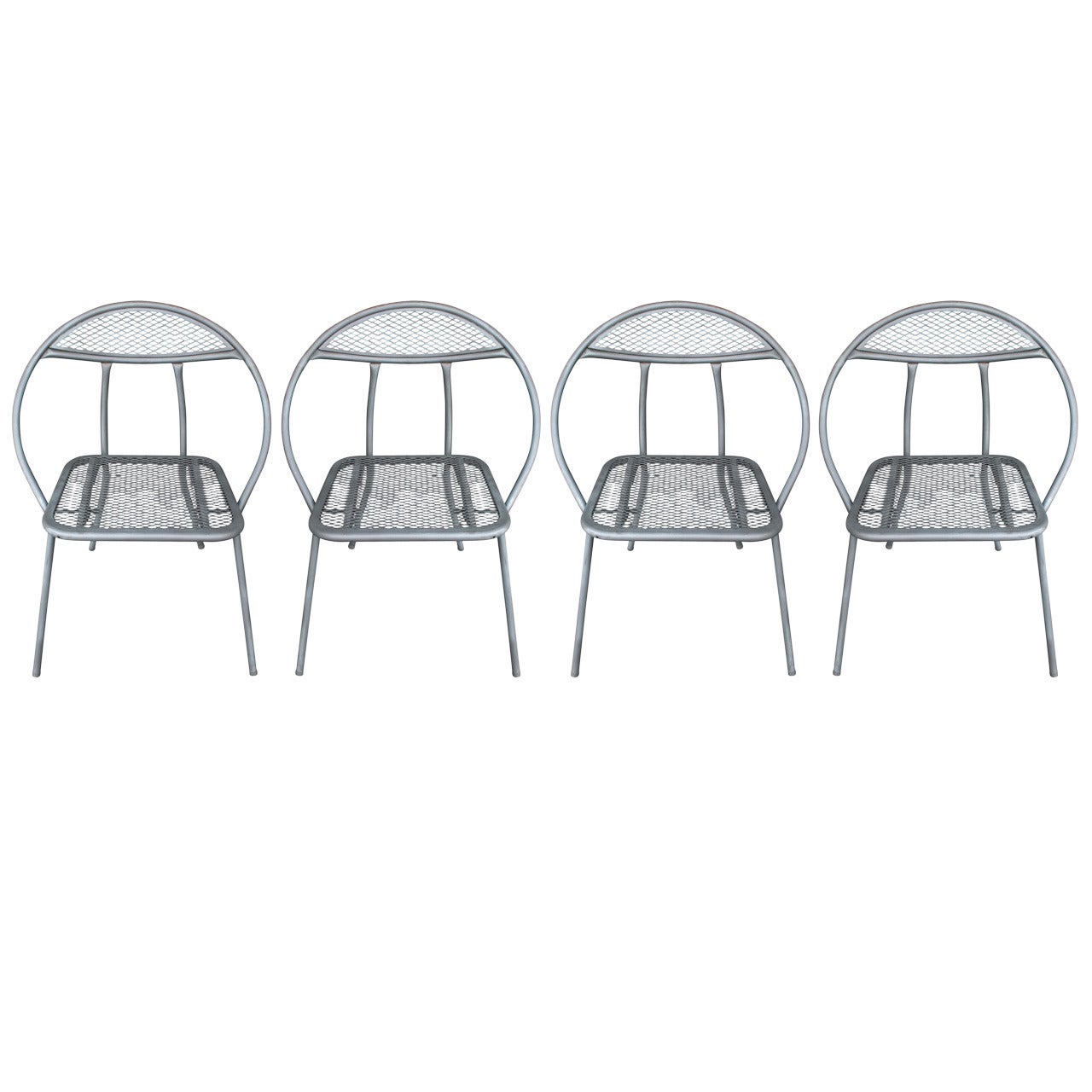 Set of Four Salterini-Style Clam Shell Folding Chairs, circa 1960