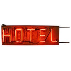 Double-Sided Red Neon Hotel Sign C1940