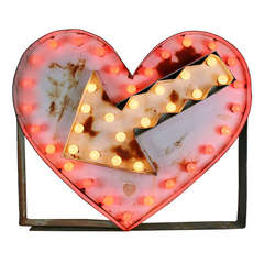 Vintage Giant Flashing Heart Carnival Marquee Sign, circa 1960