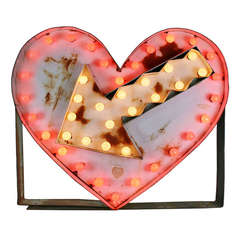 Retro Giant Flashing Heart Carnival Marquee Sign, circa 1960