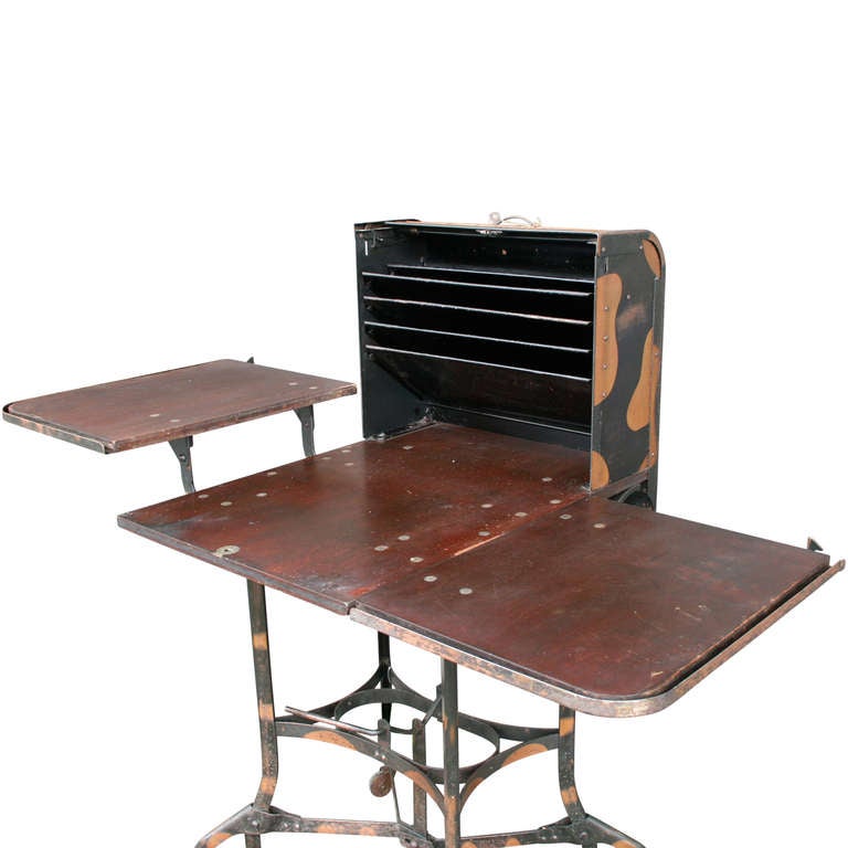 American Rare, Iconic, Japanned, Copper Toledo, Roll-Top Typewriter Desk