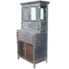 Incredible Chrome and Raw Steel Medical Cabinet c1920