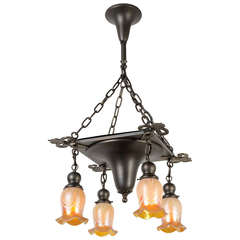 French Inspired Historic Revival Chandelier with Quezal Shades