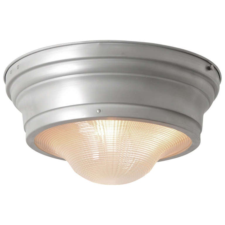 Industrial Flush Mount Fixture with Prismatic Lens by Perfeclite at 1stdibs