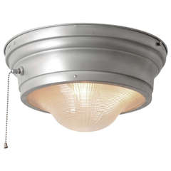 Industrial Flush Mount with Prismatic Lens and Pull-Chain by Perfeclite