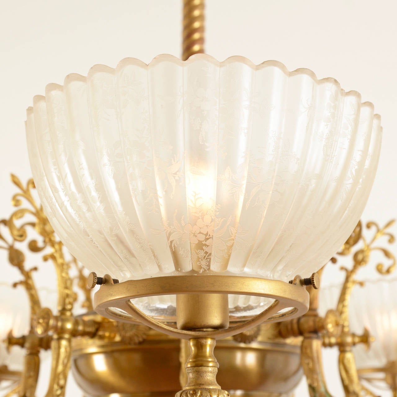 Eight-Light Beaux Arts Chandelier with Ornate Ormolu, circa 1895 In Good Condition In Portland, OR