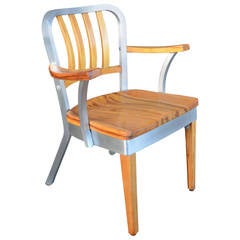 Vintage Beautifully Restored Shaw Walker Maple and Aluminum Office Chair, circa 1940