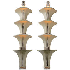 Pair of Beautifully Restored, Five Foot Art Deco Theater Sconces