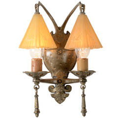 Romance Revival Two-Light Sconce with Smoke Bells, circa 1934