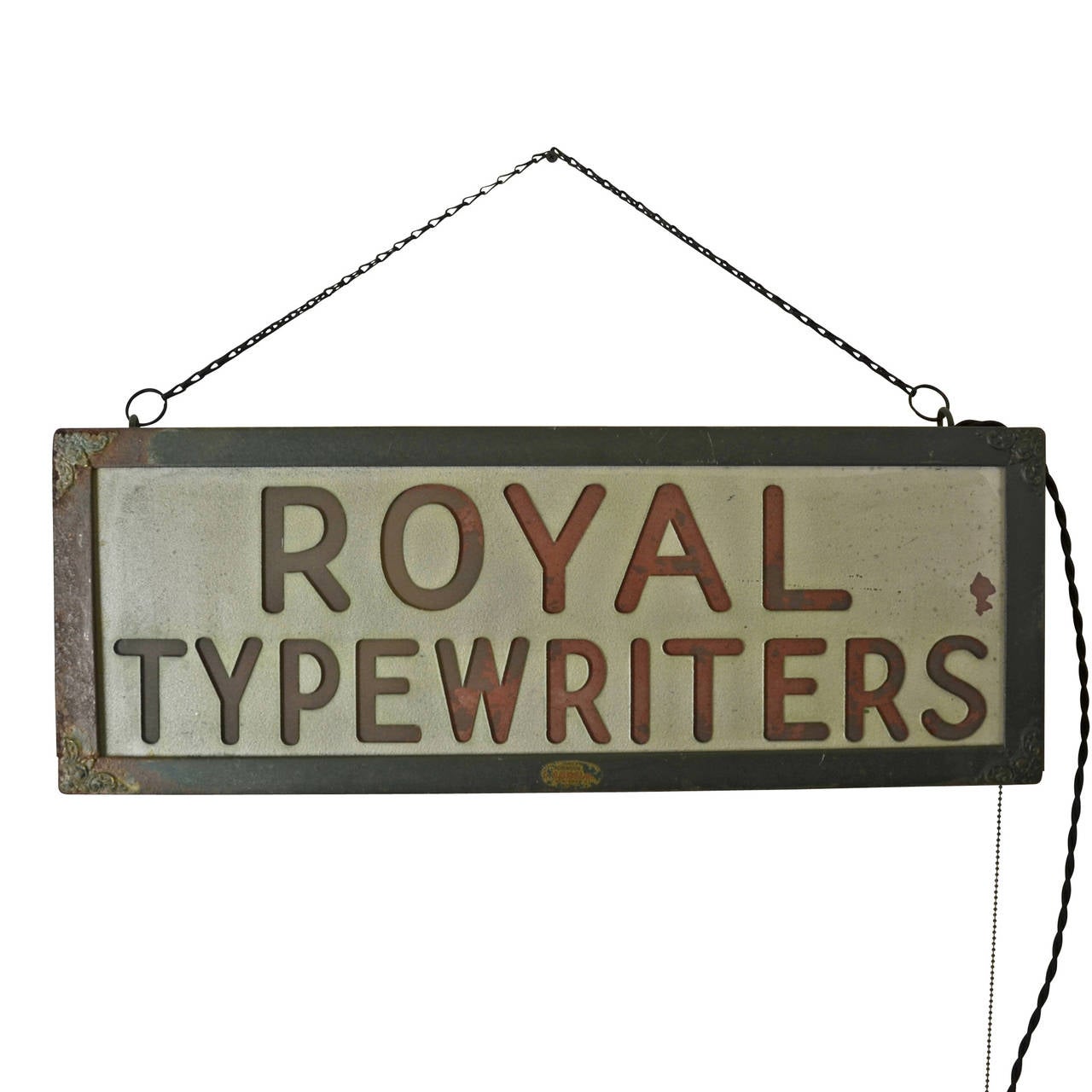 American Early Royal Typewriters Illuminated Sign, circa 1915
