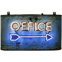 Worn and Rusted Streamline Neon Office Sign, circa 1940s