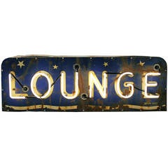 Vintage Perfectly Worn Neon Lounge Sign, circa 1940