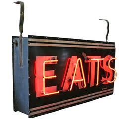 Vintage Double Sided Neon "EATS" Sign, circa 1930