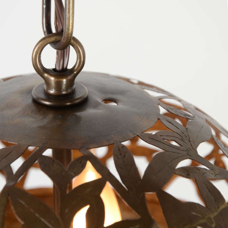 American Pierced Brass Moroccan Globe Pendant, circa 1965
