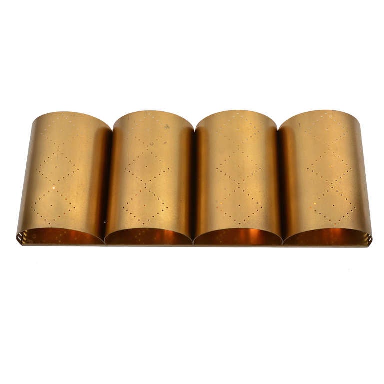 Pair of Mid-Century Perforated Brass Sconces, c. 1960
