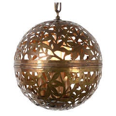 Pierced Brass Moroccan Globe Pendant, circa 1965