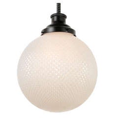 Pendant with Large Quilted Opalescent Globe Shades, circa 1930